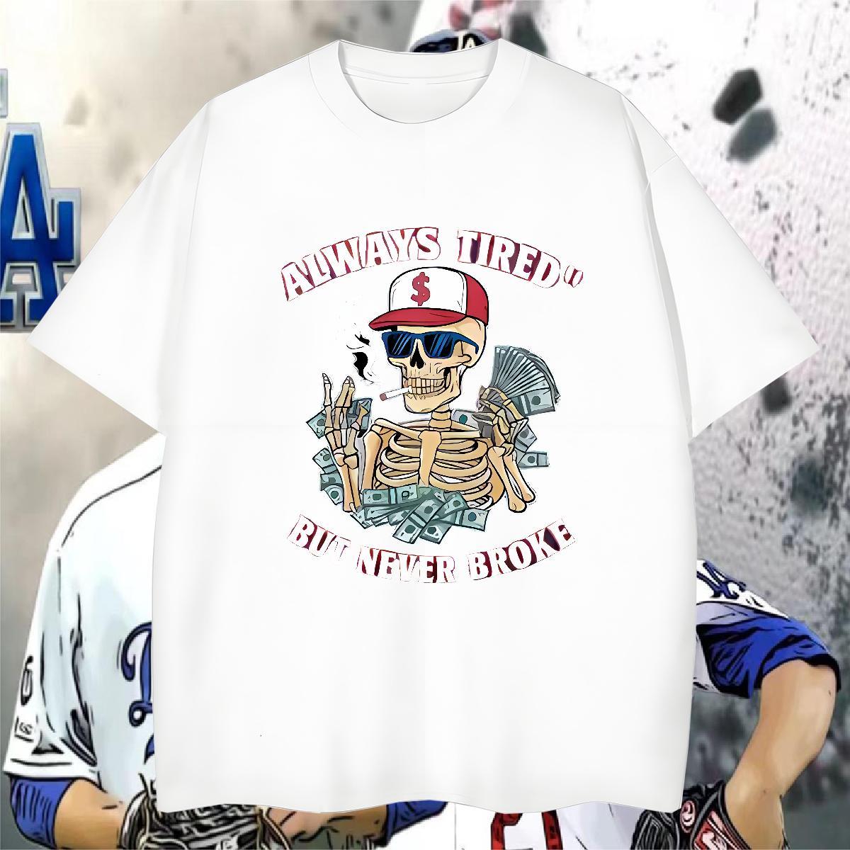 Brand T Shirt For Man 230g Cotton skull Daily Wear DIY Printed Breathable Crew Neck Men Tops Tees New Designer Tops Shirt