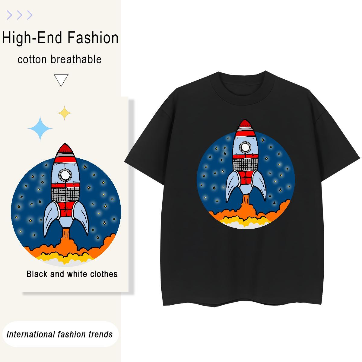 Popular Woman Tshirt 230g Pure Cotton rocket Street Wear T Shirts Women Breathable Short Sleeve Oversized Tops Tees