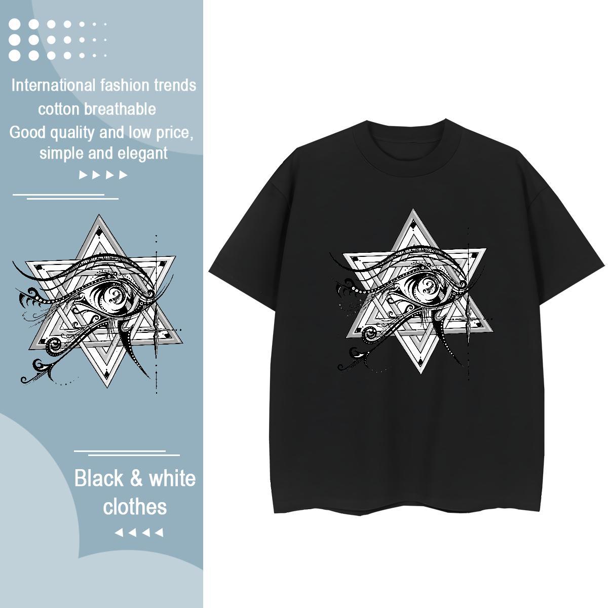 Cool Design T-Shirts 230g 100% Cotton eye of the devil Casual Floral Print Short Sleeve O-Neck Tshirt for Man Woman 2024 New Tees