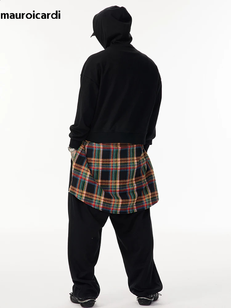 Mauroicardi Spring Autumn Extra Large Long Bag Soft Wide Leg Sports Pants Mens ner Clothing Black Street Fashion 240823