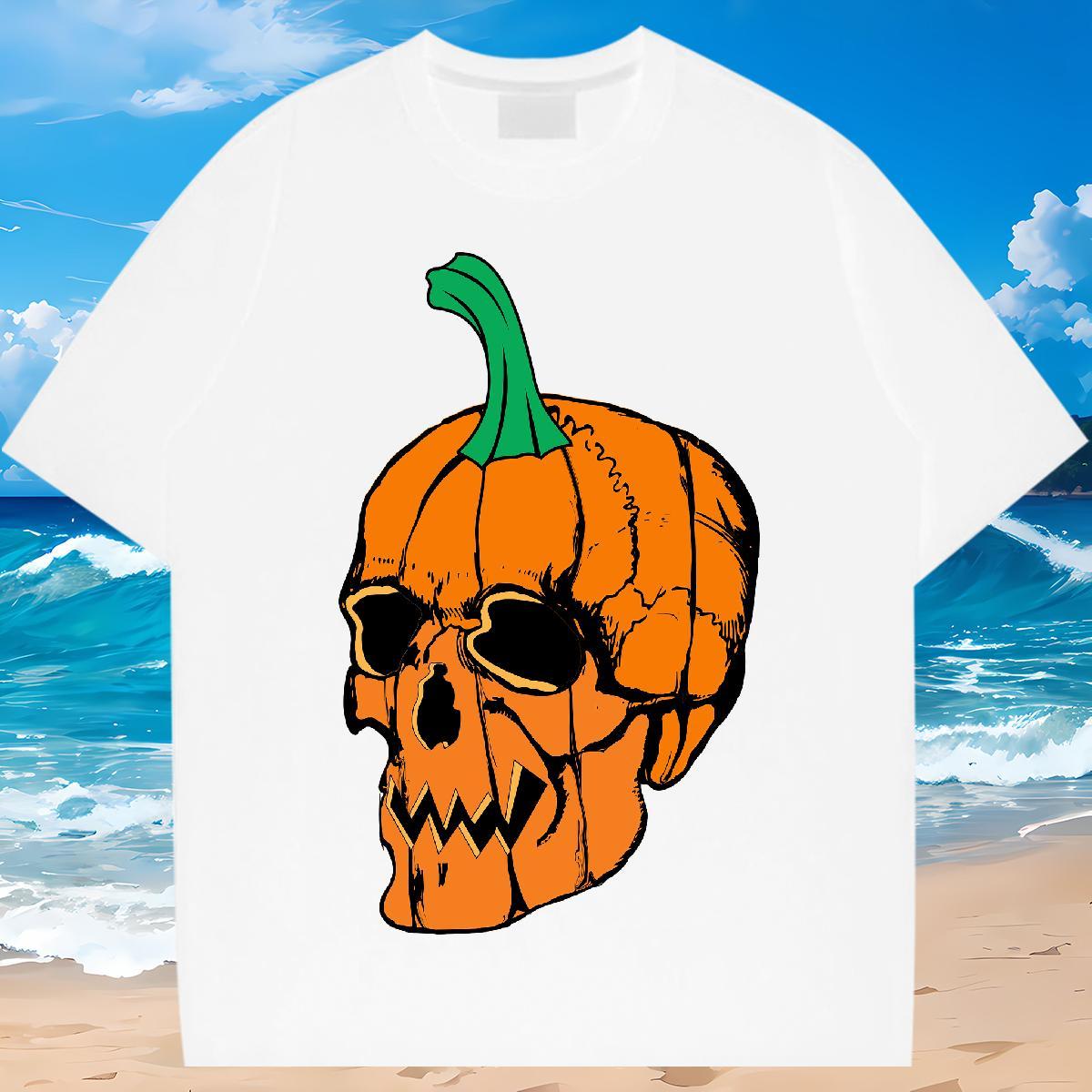 Cool Design Men T Shirts 100% Cotton 230g skull Summer Casual Skull Breathable Crew Neck Tshirts DIY Tees
