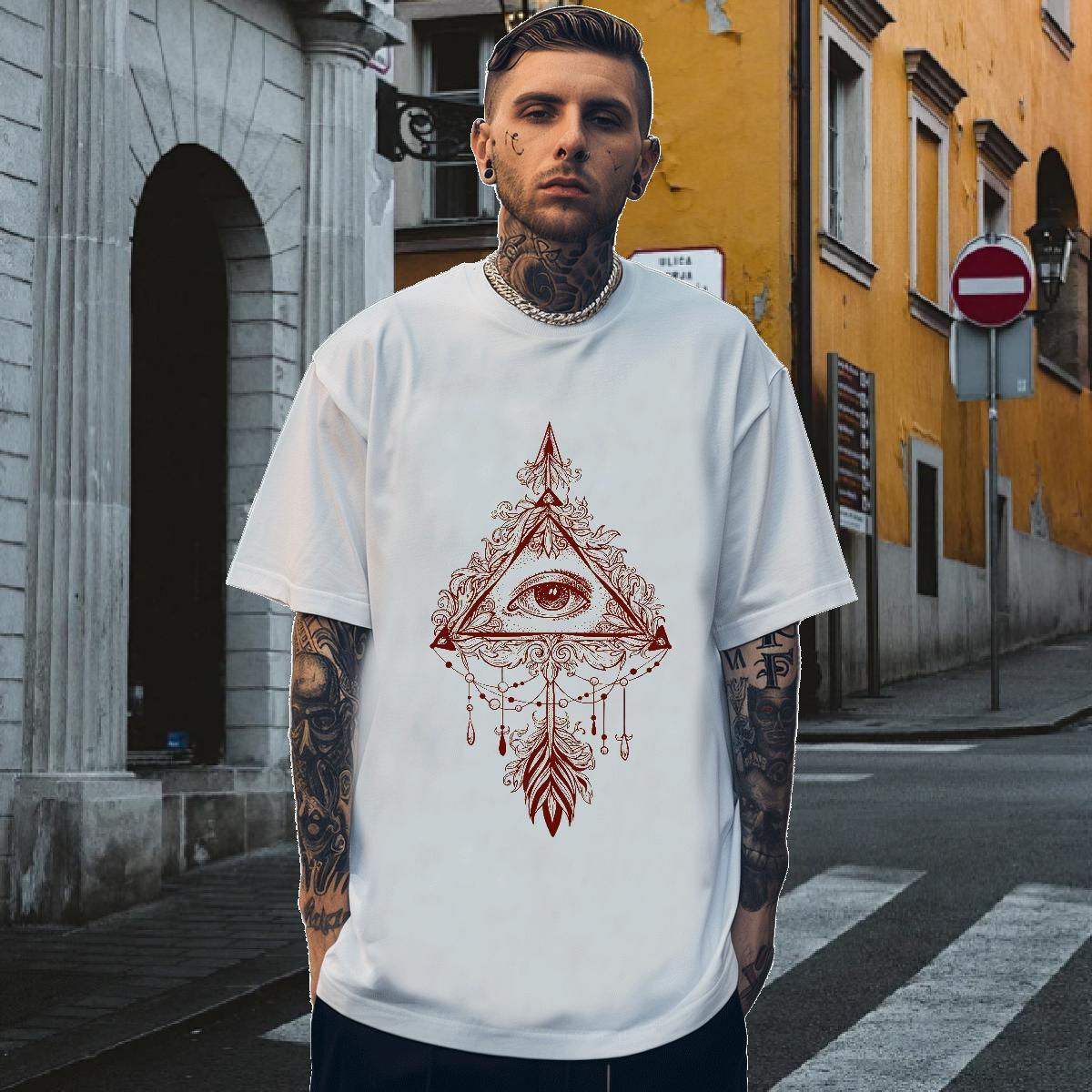 Cool T Shirt For Man 230g Cotton eye of the devil Sports Casual Cartoon Print O-Neck Short Sleeve Men Tshirts Stylist Clothes