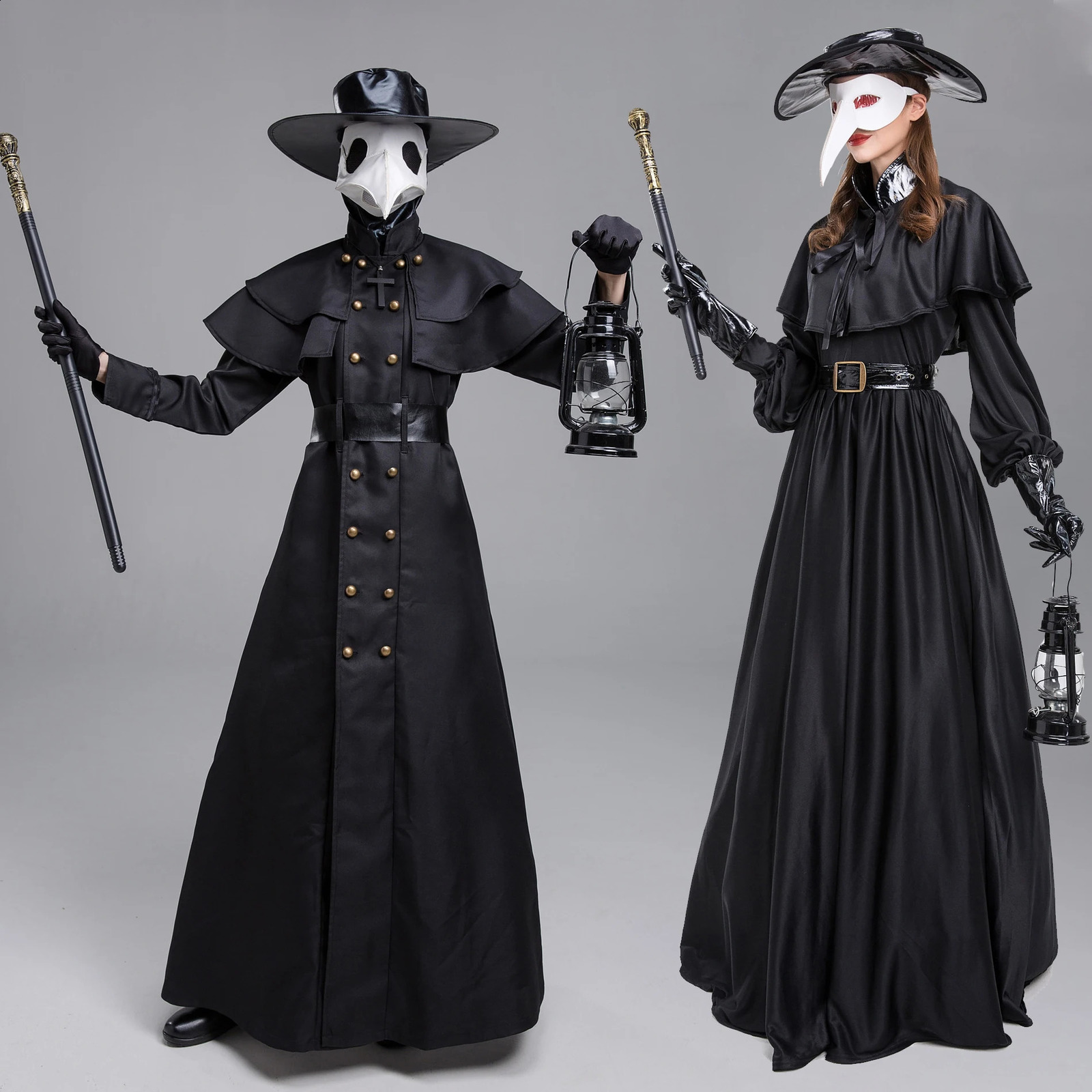 Plague Doctor Role Playing Costume Set Halloween Medieval Punk Birdman Makeup Party Props Female 240823
