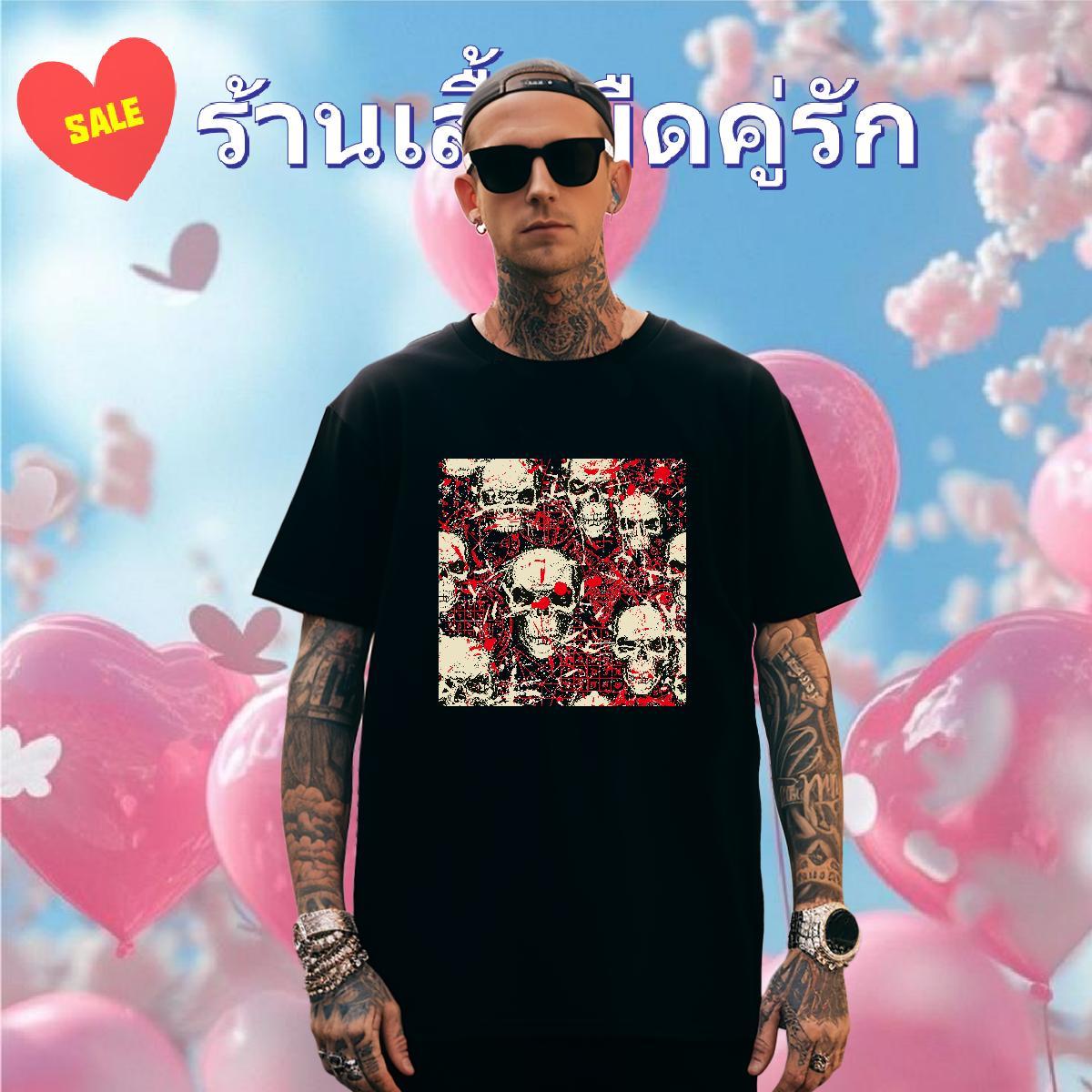 Unisex Mens T Shirts 230g Pure Cotton skull Casual Beach Custom Print Plus Size Breathable Short Sleeve Tshirts Fashion Polos