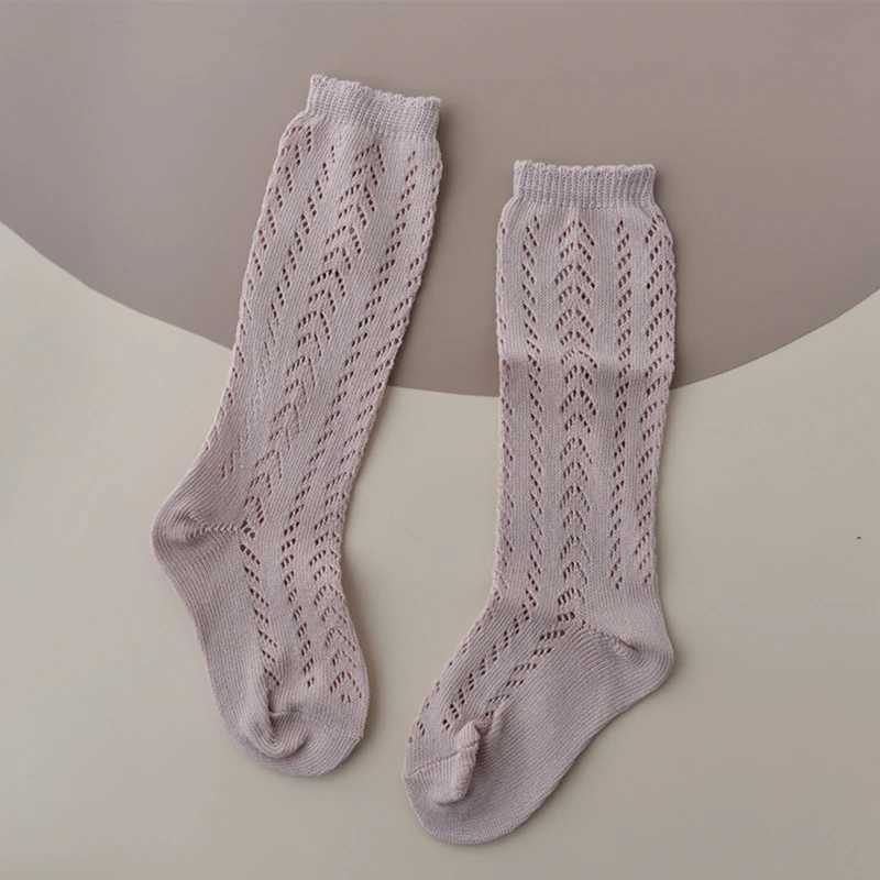 New Summer Children Socks Baby Girls Knee High Toddler Socks Cotton Long Tube Cute Princess Mesh Socks Kids Hollow Out Socken CL240824