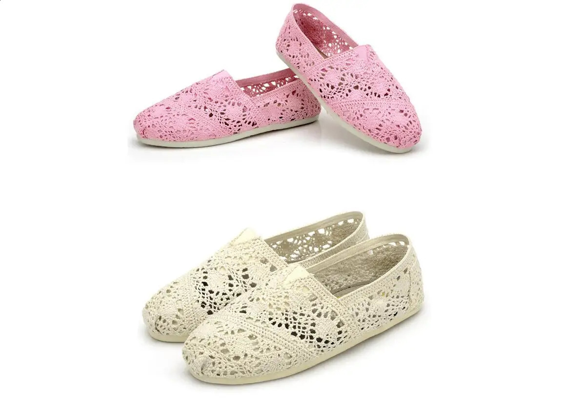 STG S womens casual lace hollow flat shoes fall in spring and summer womens fashionable mesh breathable shoes 240823