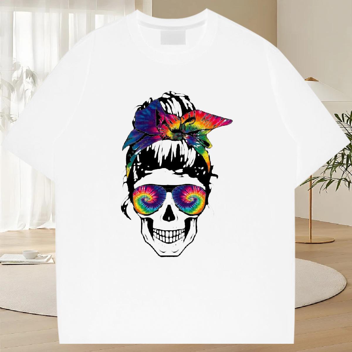 Comfortable T Shirt For Man 230g Cotton skull Casual Custom Printed Short Sleeve O-Neck Men Tees New Designer Clothes