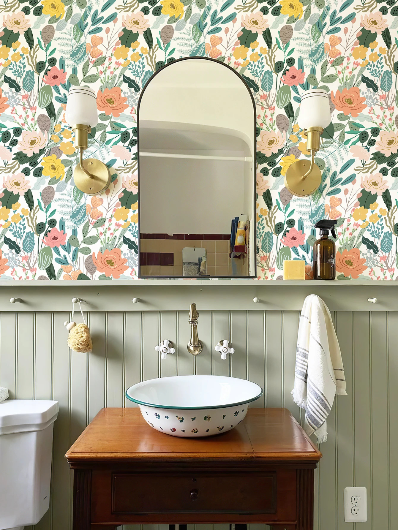 Fresh Green Floral PVC Wallpaper Elegant Spring Peel And Stick Wall Decor Casual Furniture Waterproof Cabinet Contact Paper 240823