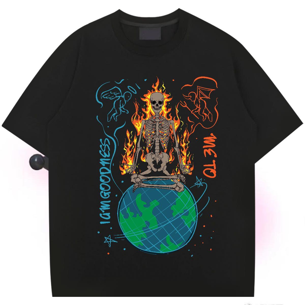 Designer T shirt 230g 100% Cotton skull Daily Outfit DIY Printed Crew Neck Men Clothes T-Shirt 2024 Top Tees