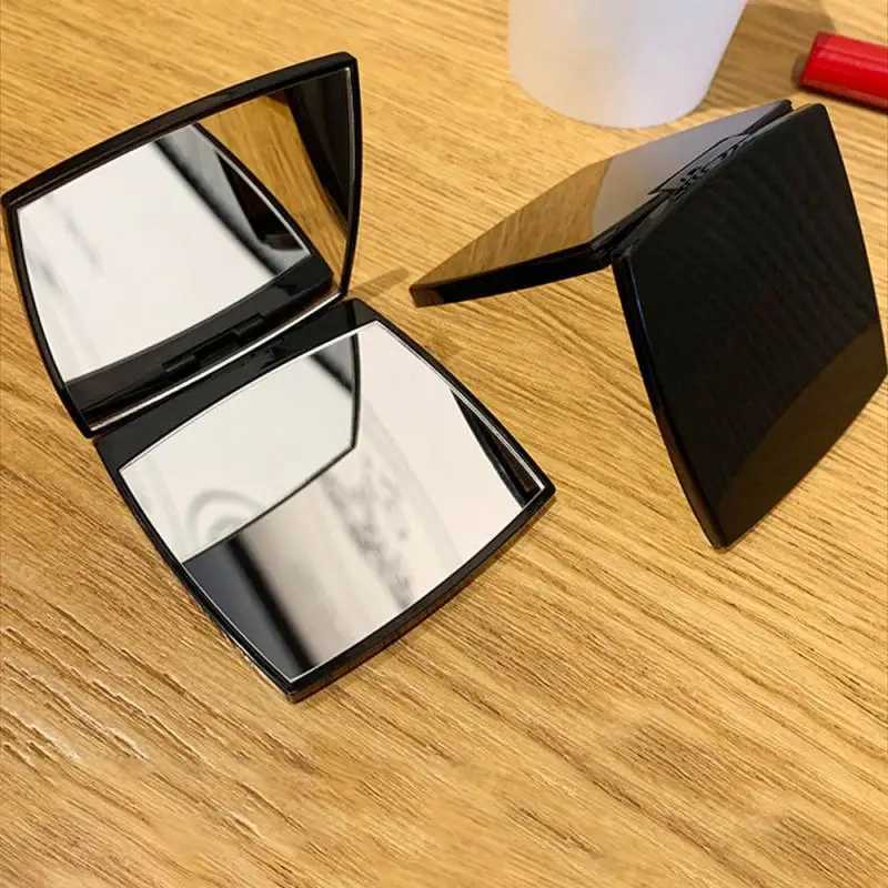 High Quality Folding Portable Double-sided Mirror Bright Black High-definition Mini Flip HandHeld Pocket Mirror Makeup ToolsXJ241213