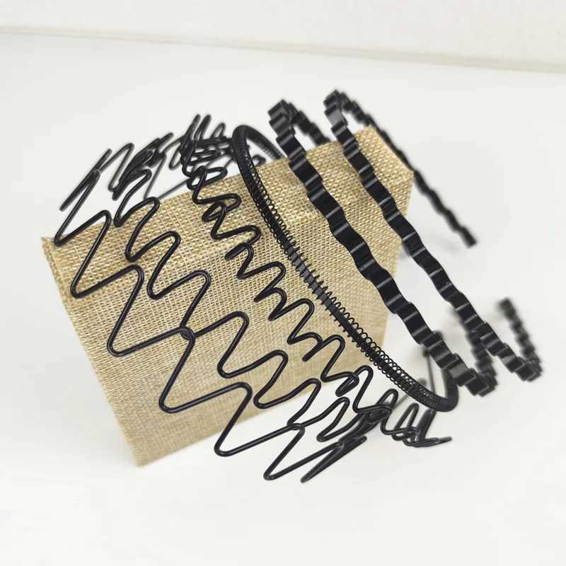 Metal iron headband mens unisex black wave hair clip with 5mm wide fashionable sports hair clip accessory W240816