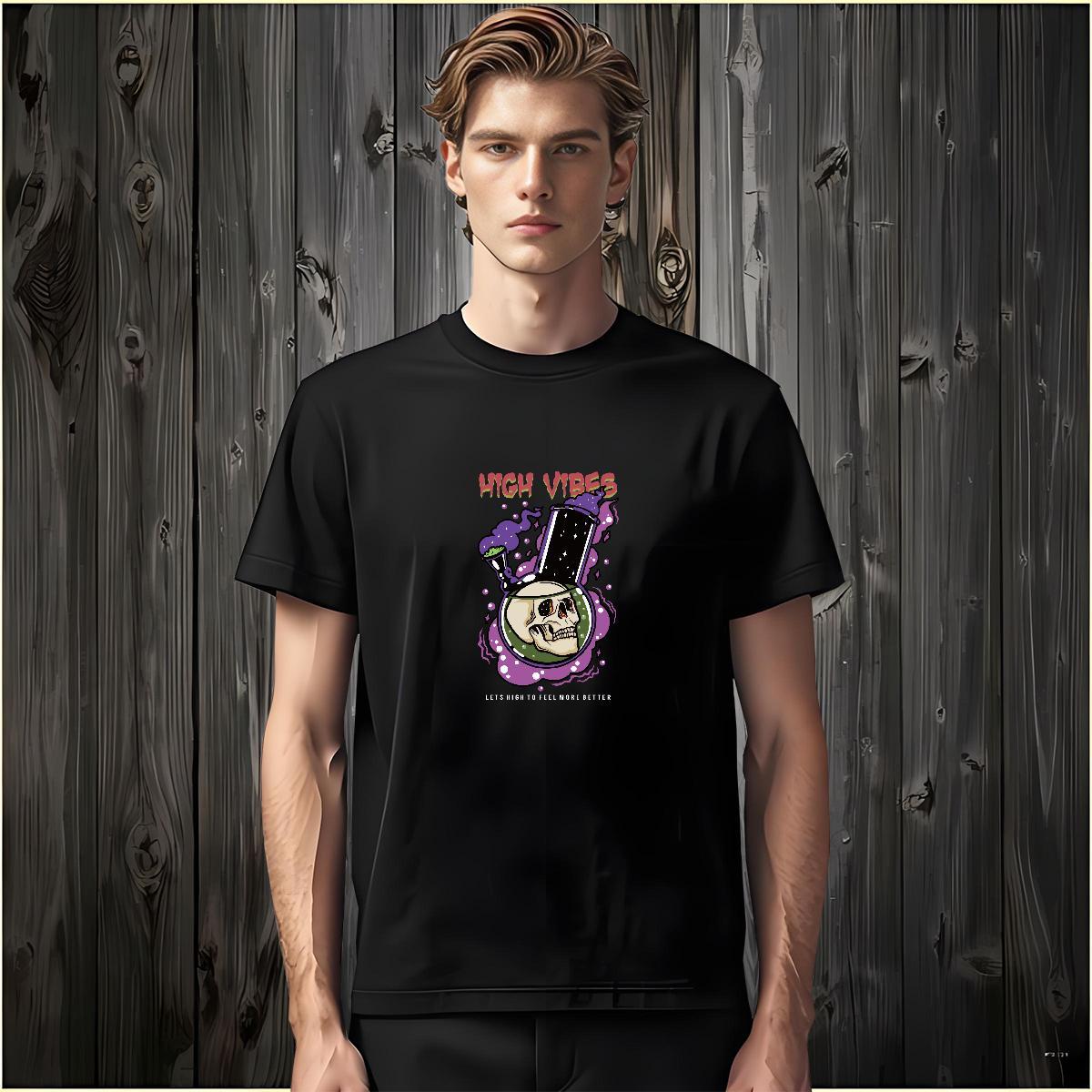 Loose Fit T Shirt For Man 230g Cotton skull Casual Beach Oversized Crew Neck Breathable Men Clothes T-Shirt Designer Tee Shirt