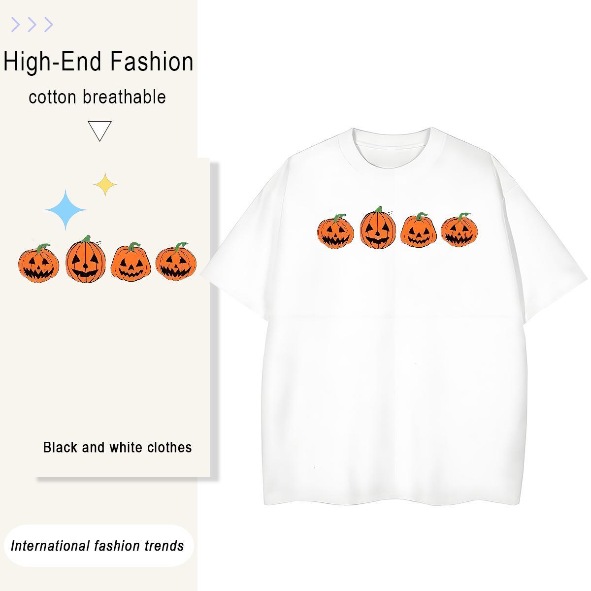 Fashion Design Mens Tshirts halloween Anime Printing Street 100% Cotton 230g Clothings Short Sleeve O-Neck Cool Design T Shirts Men DIY Printed