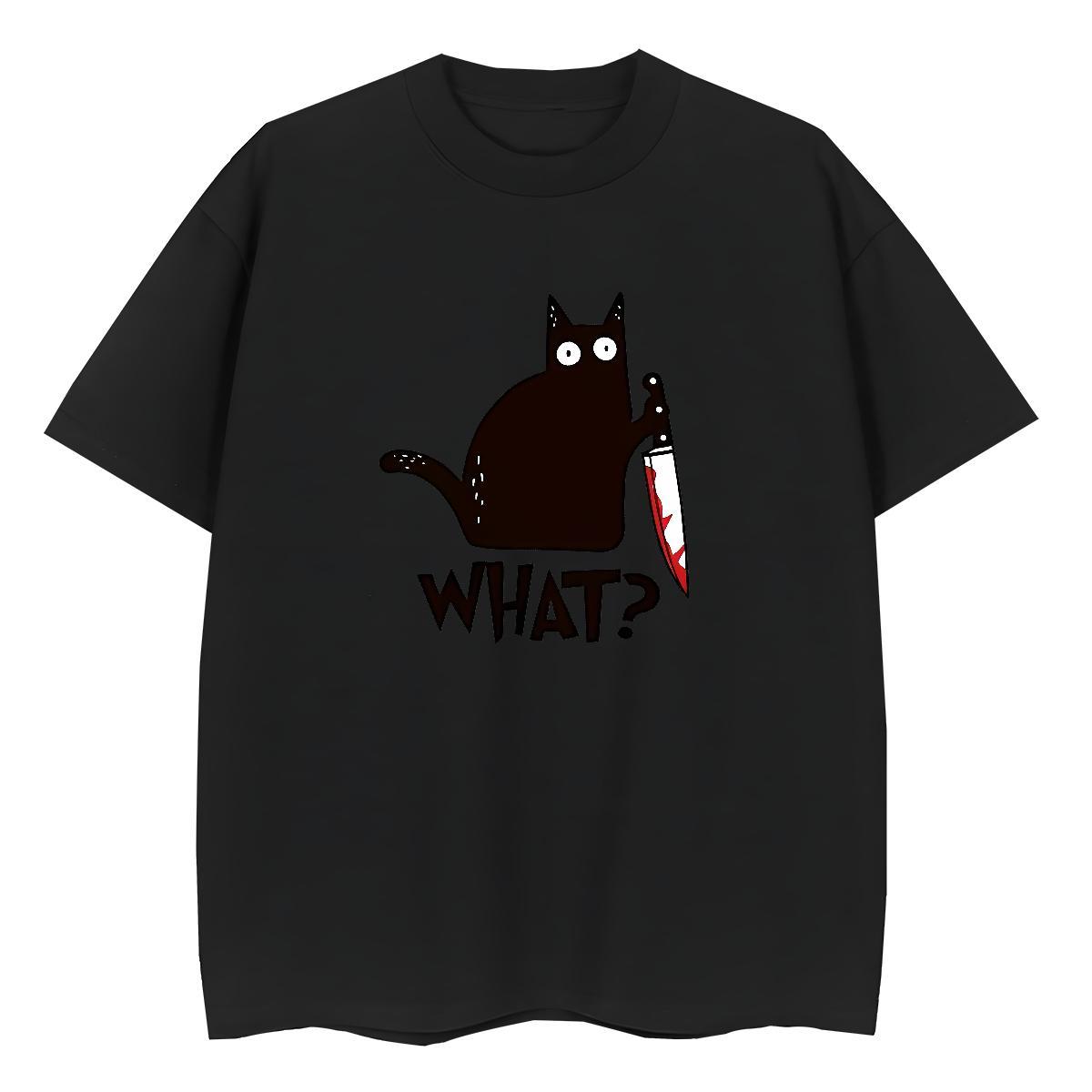 Fashion Designer Men Clothes T-Shirt cat Anime Printing Street 100% Cotton 230g Tops Tees O Neck Short Sleeves TOP Quality T Shirts Men White Plus Siz