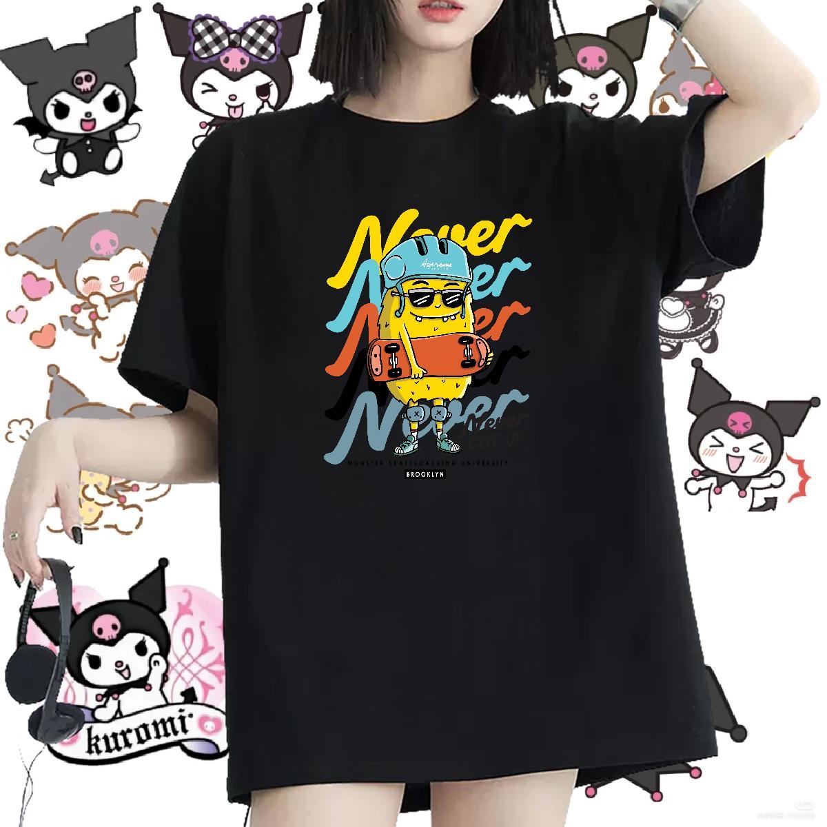 Comfortable Womens Tshirts 100% Cotton 230g America High Street Hip Hop T Shirts Women Breathable Short Sleeve Custom Printing Clothes