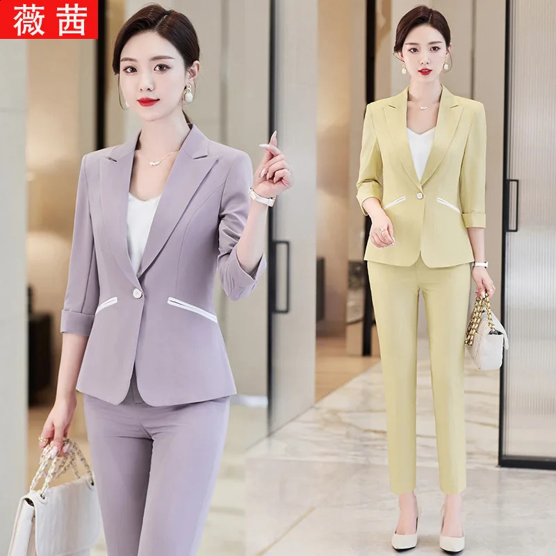 Summer Half Sleeve Ol Business Wear Womens Set Pants 240823