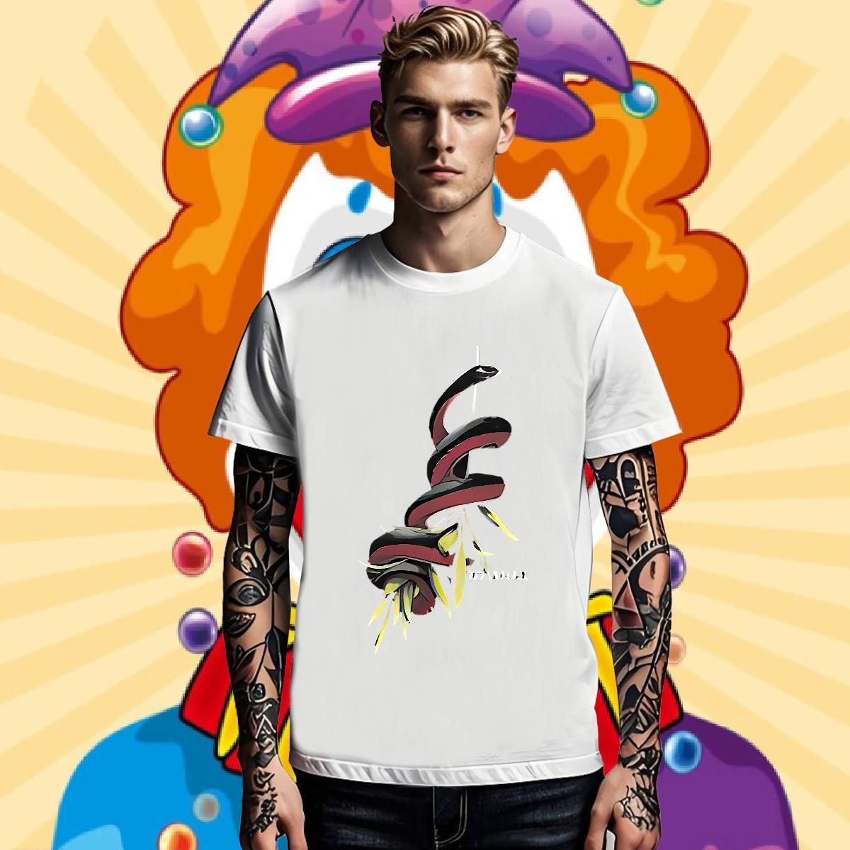 New Arrival Men Clothes T-Shirt snake High Street Hip Hop 100% Cotton 230g Tees Shirts Breathable Short Sleeve Cool Design T Shirt For Man DIY Logo Ov