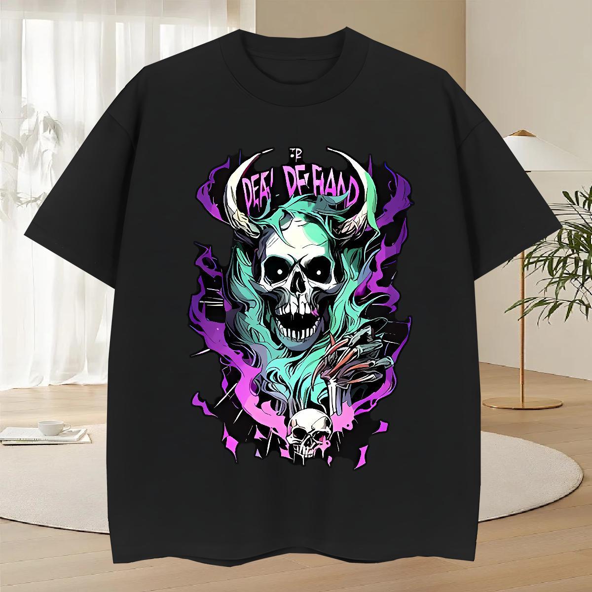 Classic T Shirt For Man 230g Cotton skull Home Outdoor DIY Printed Breathable Tshirt for Man Woman Factory Direct Polos