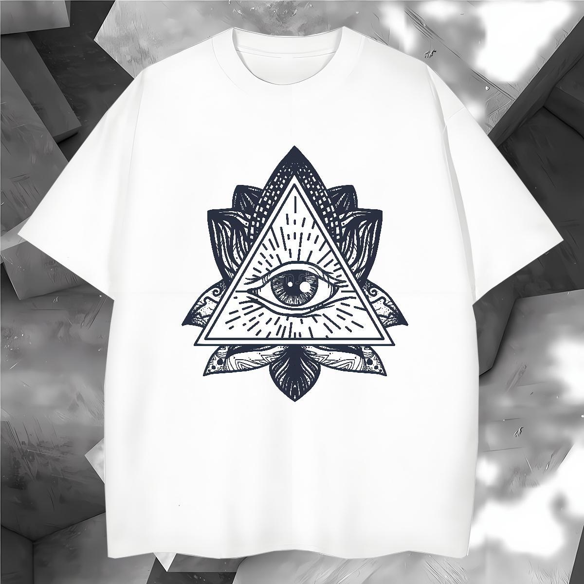 Classic T Shirts Men 230g Cotton eye of the devil Home Outdoor DIY Breathable Short Sleeve Couples T Shirts New Designer Tops