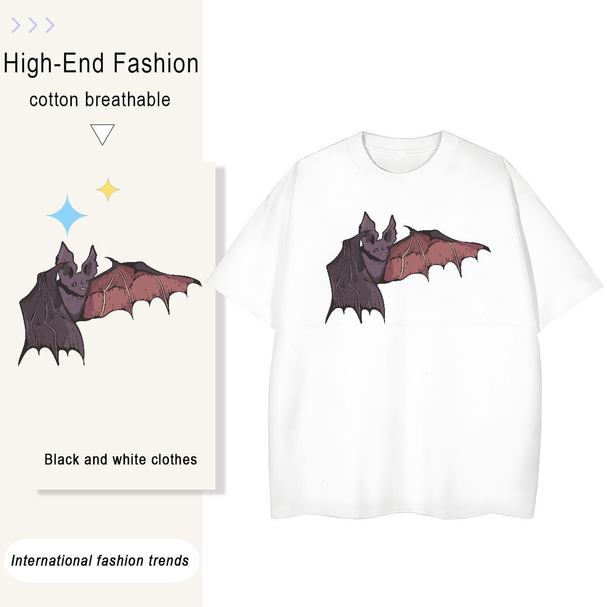 Customized Men Clothes T-Shirt bat Anime Printing Street 230g Cotton Polos Breathable Short Sleeve Wholesale T shirt Customized Print