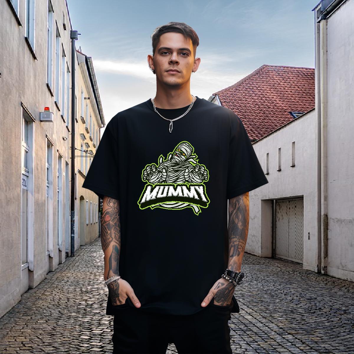 Classic T shirt 230g 100% Cotton skull High Street Hip Hop Oversized 3XL 4XL Breathable Short Sleeve Men Clothes T-Shirt New Arrival Tops