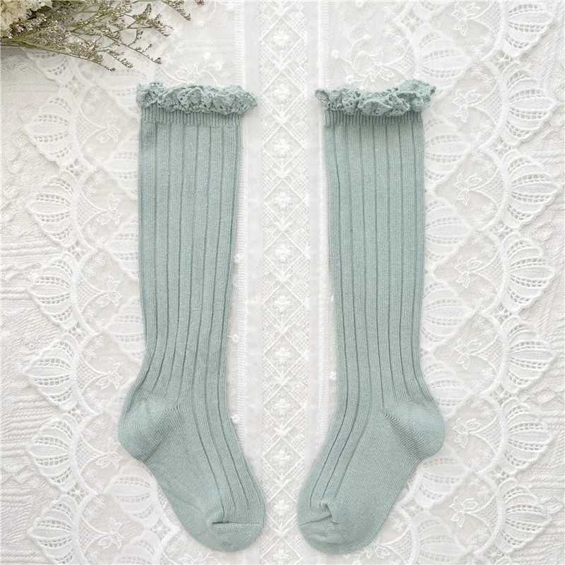 Ruffle Kids Knee High Socks Baby Girls Toddlers Long Soft Cotton Sock Lace Flower Children School Uniform Socks For 0-8 Years CL240824