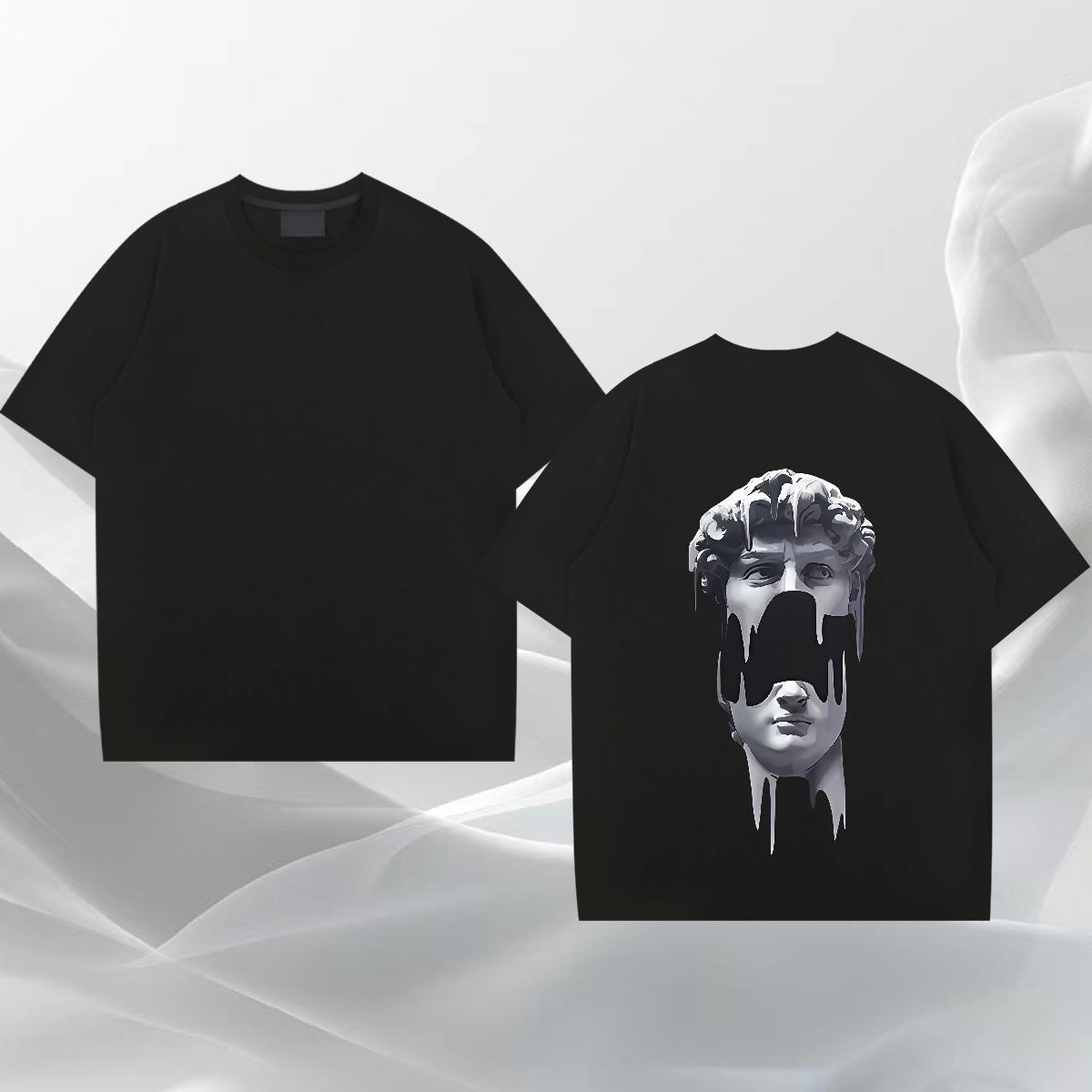 Brand Men T Shirts 100% Cotton 230g portrait Home Outdoor Floral Print Crew Neck Breathable Men Tshirts Fashion Casual Tee Shirt
