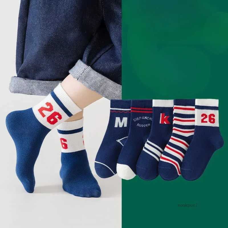 5Pairs/Lot Kids Socks With Grips For Baby Toddler Kids Boys Girls All Seasons Cotton Floor Socks For 1-12Years CL240824