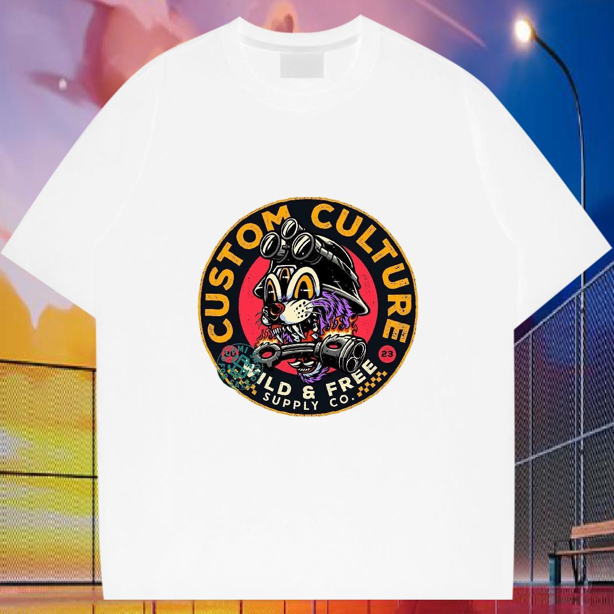 Loose Fit T-Shirts for Men 230g Cotton skull High Street Hip Hop Skull Crew Neck Breathable Men Clothes T-Shirt New Designer Wear