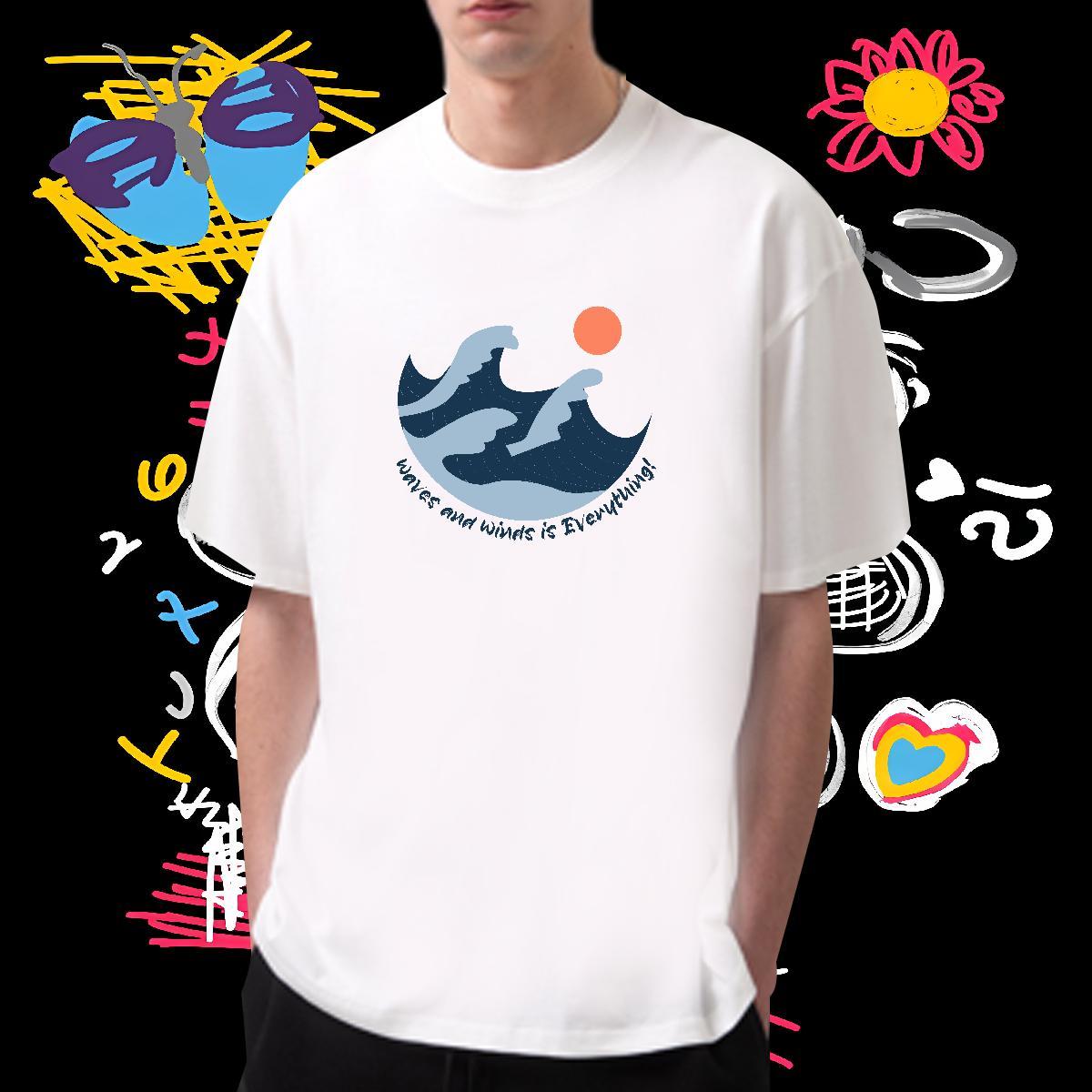 Classic T-Shirts for Men 100% Cotton 230g beach Home Outdoor DIY Logo Oversized Short Sleeve O-Neck Tshirt for Man Woman Fashion Designer Tees Shirts