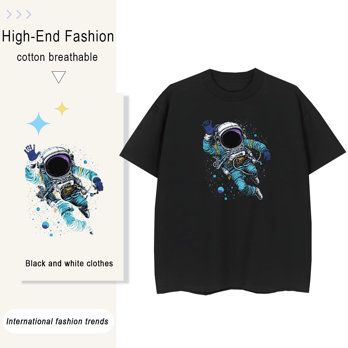 Loose fit Lady T shirt 100% Cotton 230g universe Beach T Shirt For Woman Short Sleeve O-Neck Cartoon Anime Clothes Shirt