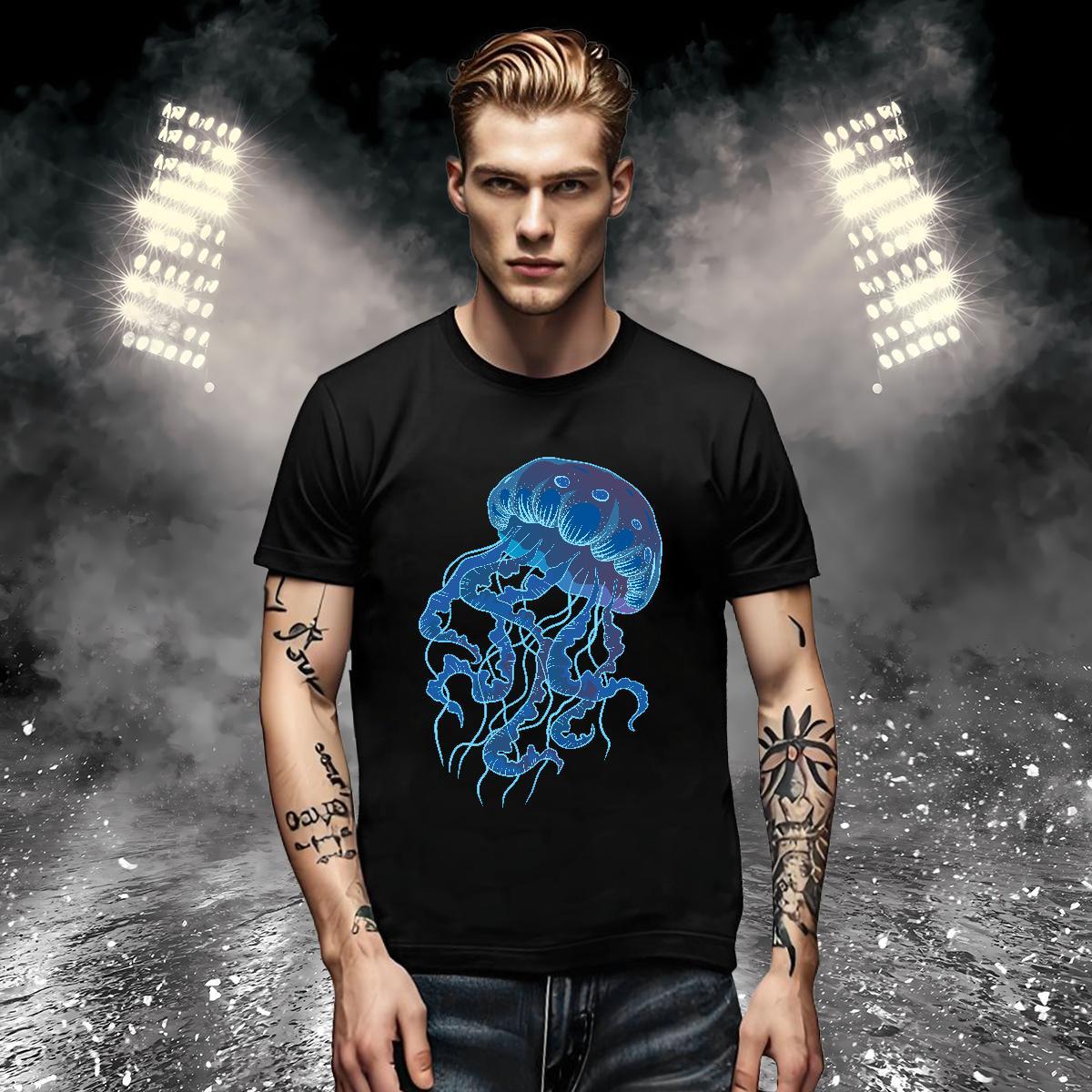 Wholesale Men Clothes T-Shirt jellyfish Hip Hop 230g Cotton Tshirts Short Sleeve O-Neck Loose Fit T Shirt For Man Oversized 4XL
