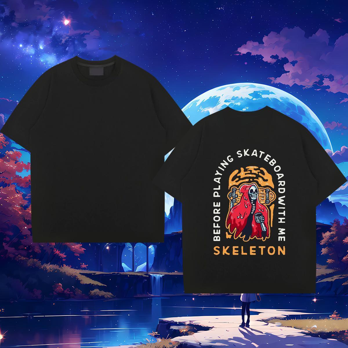 Soft Man T Shirts 100% Cotton 230g skull Street wear Hip Hop Customized Breathable Men Tshirts 2024 Summer Polos