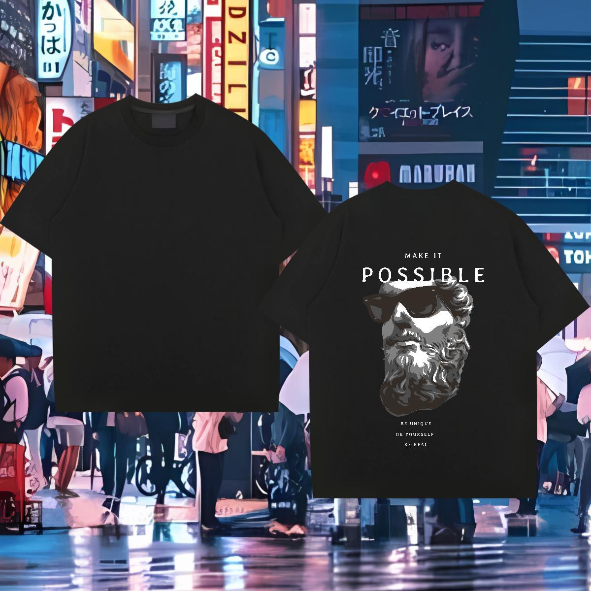 Brand T shirt 100% Cotton 230g portrait Summer Casual Cartoon Printing L-4XL Breathable Men Tshirts New Designer Tees