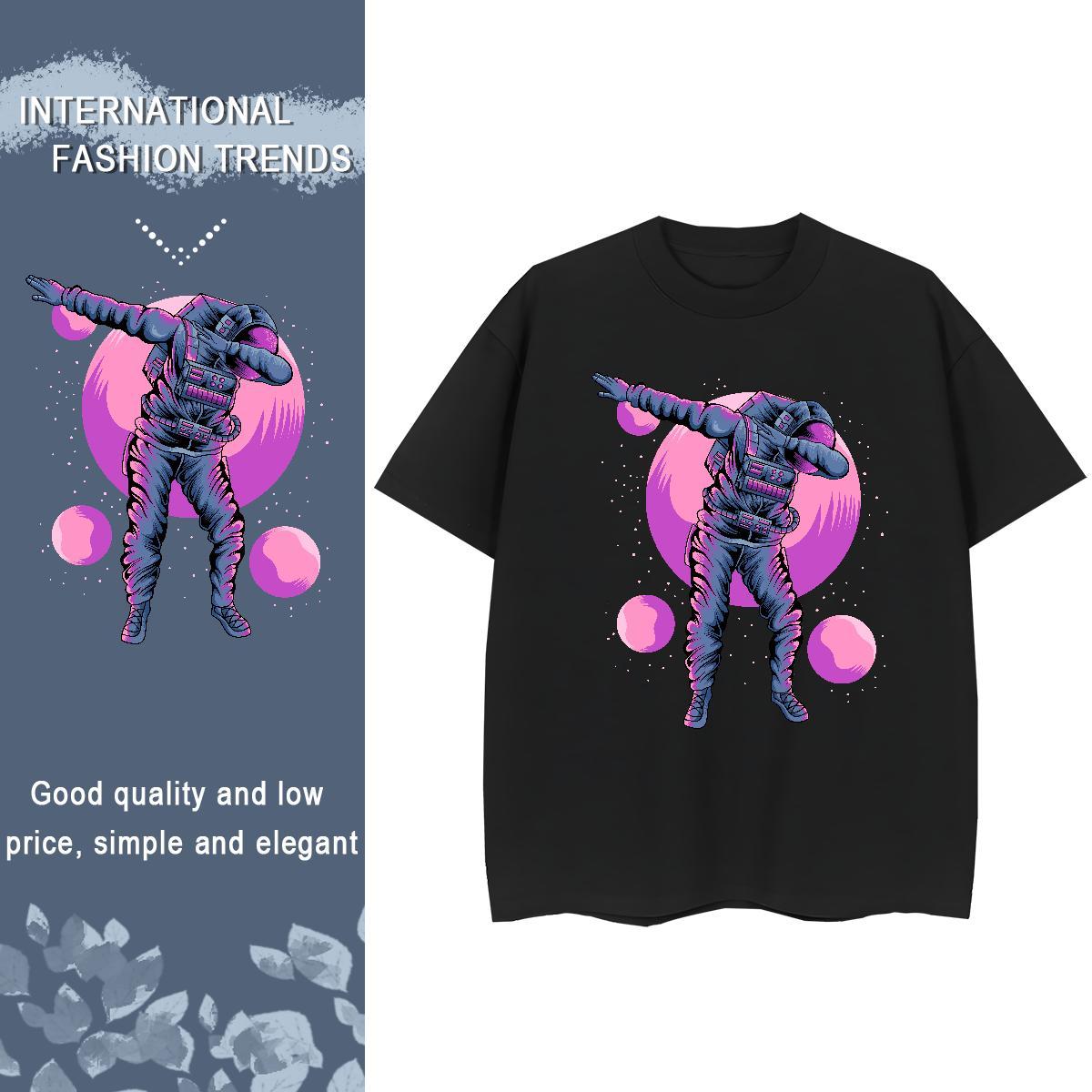 Loose Woman Tshirt 230g 100% Cotton cosmonaut Daily Wear Woman T Shirts Breathable Soft DIY Anime Printed Tee Shirt