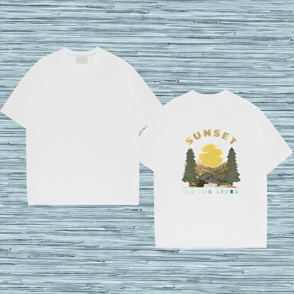 Loose T-Shirts 100% Cotton 230g mountains Hip Hop Street Customized O-Neck Short Sleeve Men Clothes T-Shirt Wholesale Tops Tees