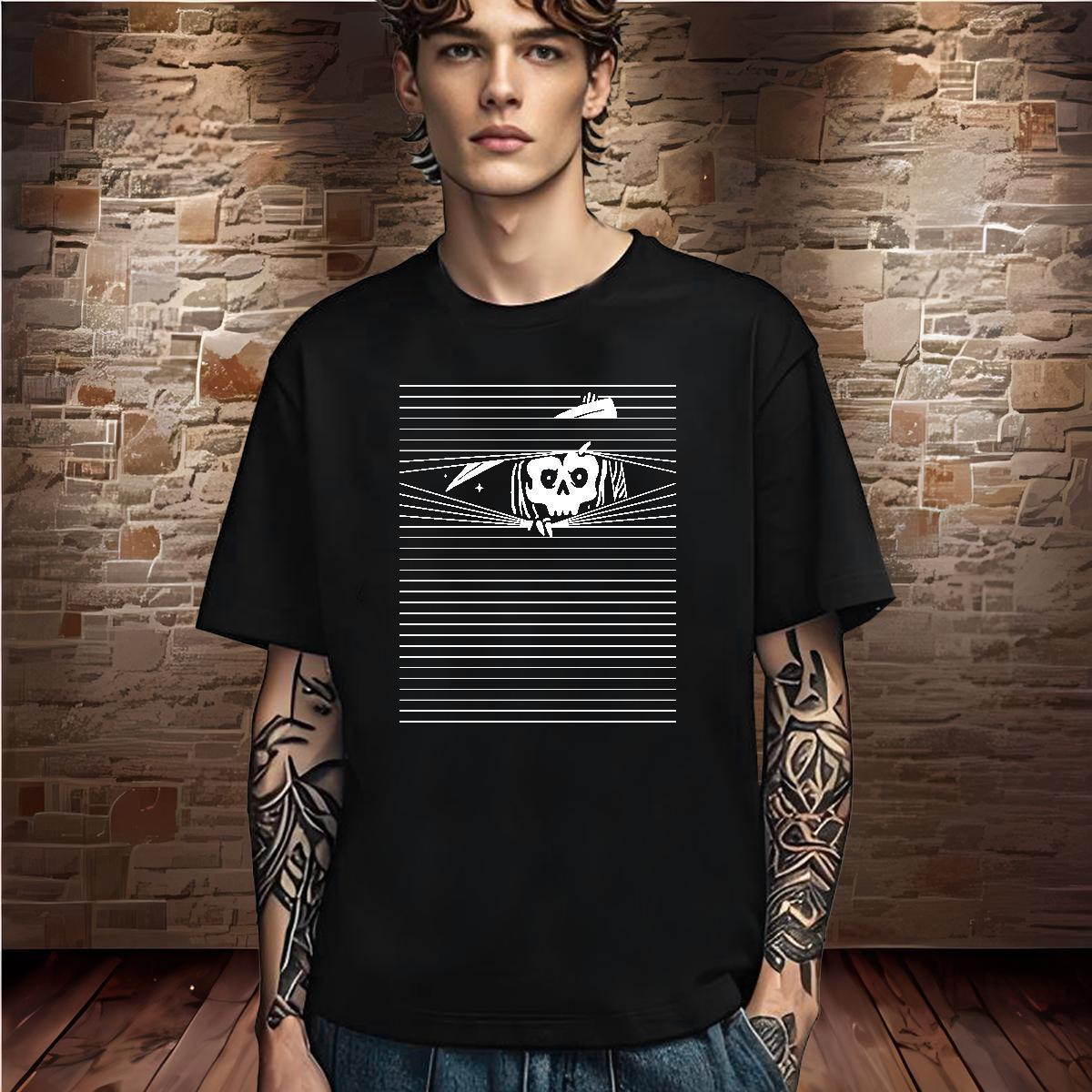 Unisex Man T Shirts 230g Pure Cotton skull Street White Plus Size O-Neck Short Sleeve Couples T Shirts Fashion Designer Polos