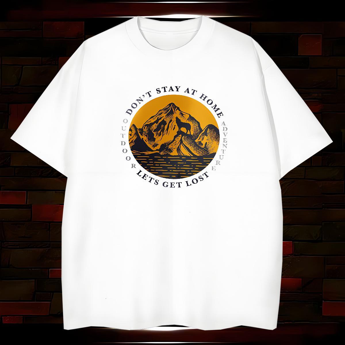 Comfortable T Shirts Men 100% Cotton 230g mountains Sport Custom Printing Breathable Crew Neck Men Clothes T-Shirt New Tops Shirt