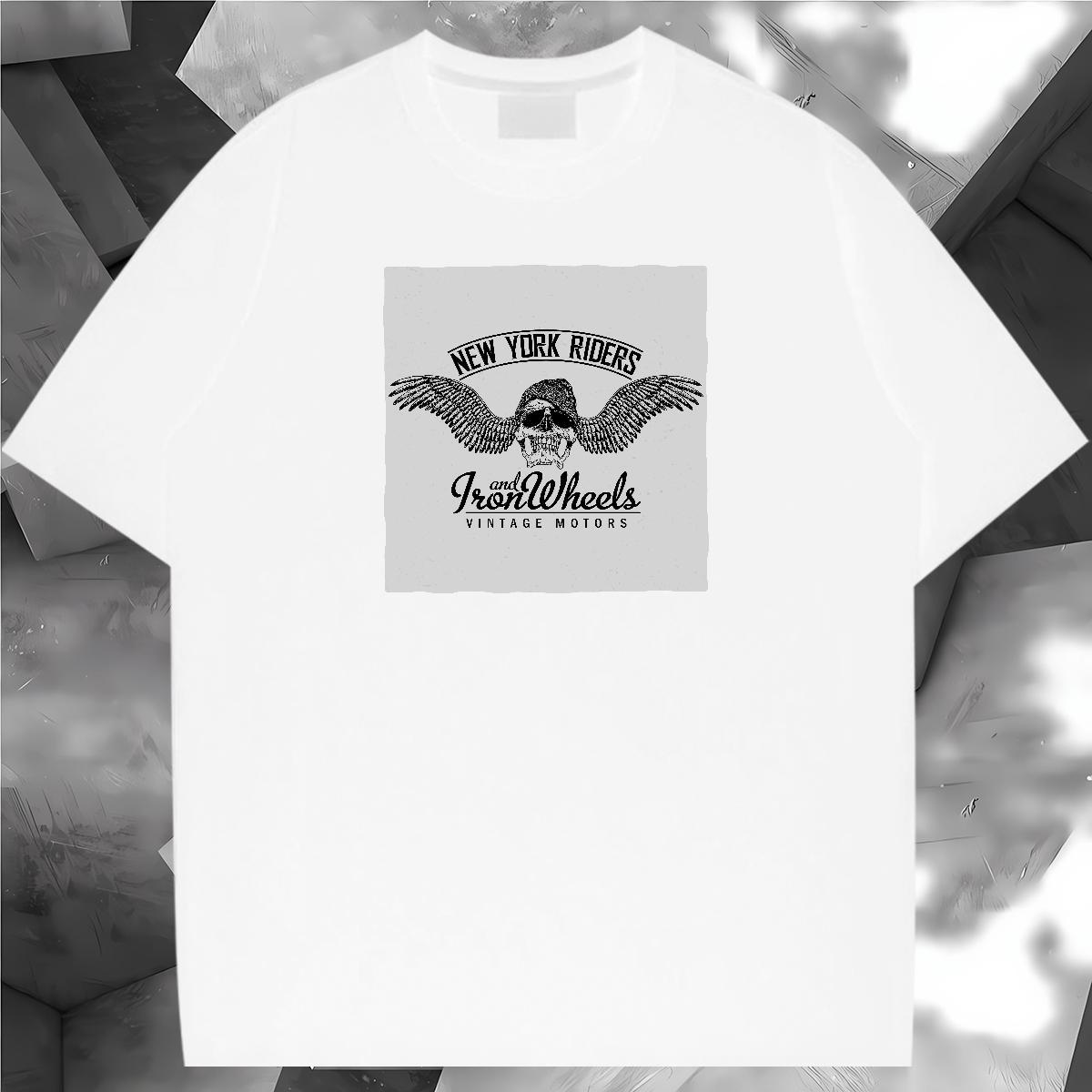 Wholesale Men T Shirts 230g Pure Cotton skull Summer Casual DIY Printed Short Sleeve O-Neck Men Tees 2024 DIY Tshirts