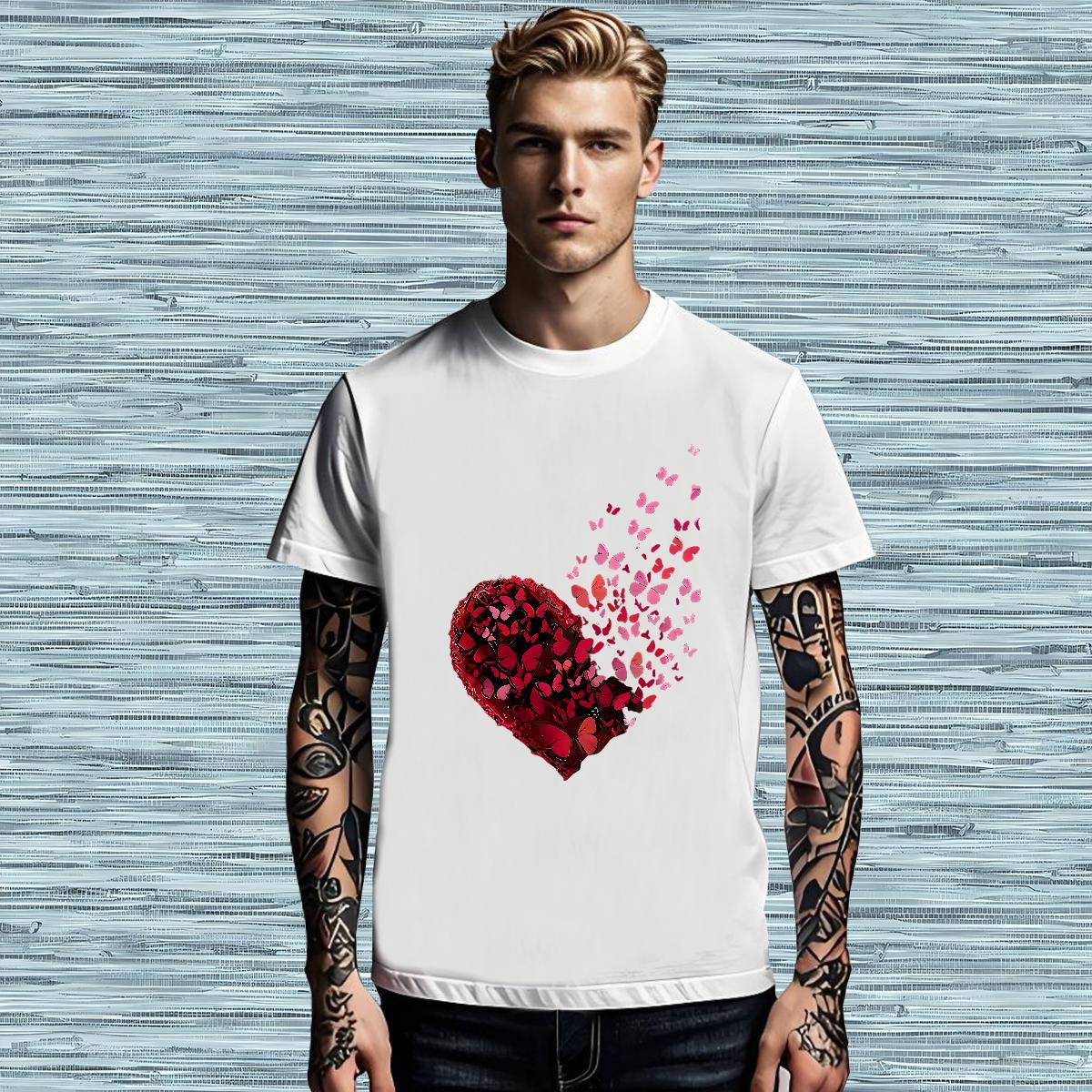 Casual New Mens Tshirts Butterfly Spring Summer 230g 100% Cotton Polos O-Neck Short Sleeve Popular Mens T Shirts Cartoon Printing L-4XL