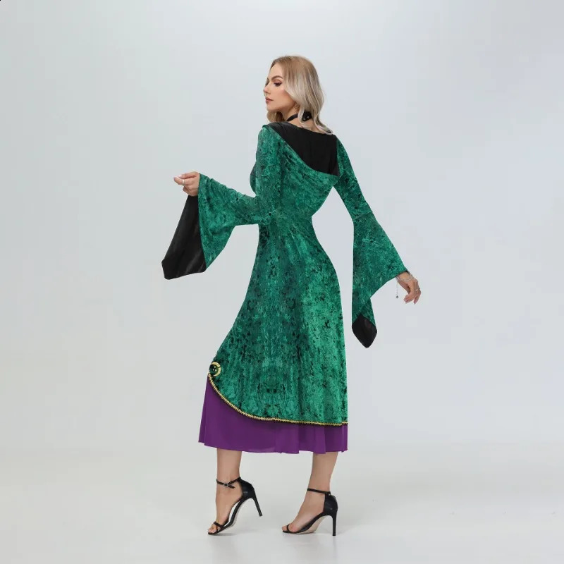 Womens Hocus Pocus 2 cosplay dress hooded womens Winifred Sanderson witch costume long sleeved party Halloween 240823