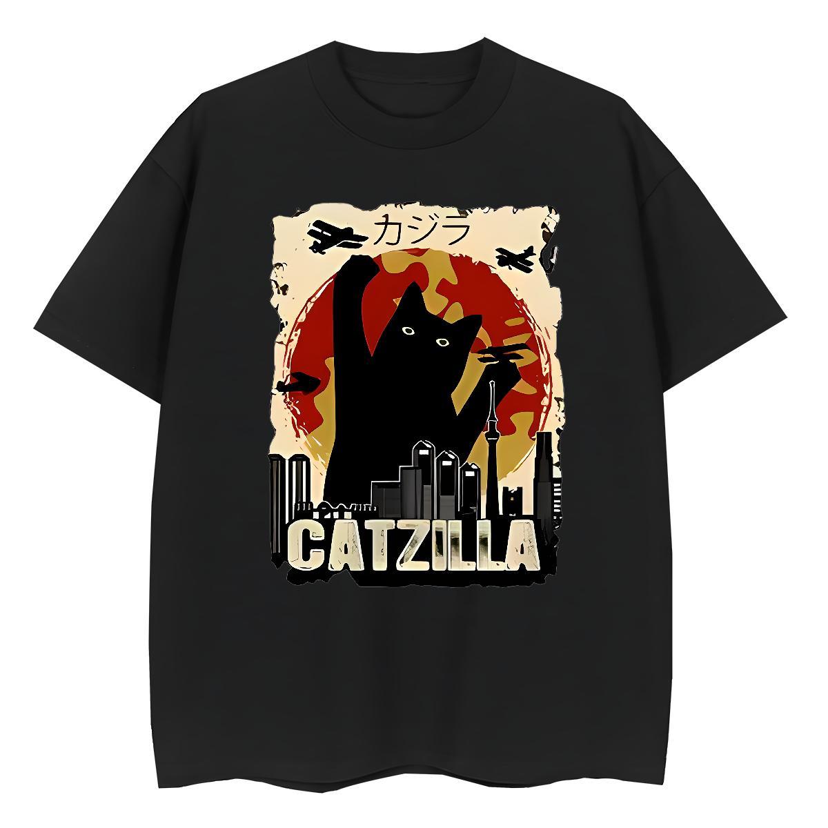 DIY Customized Men Tshirts cat High Street Hip Hop 230g Pure Cotton Tops Tees O Neck Short Sleeves Free Shipping Men T Shirts Black White