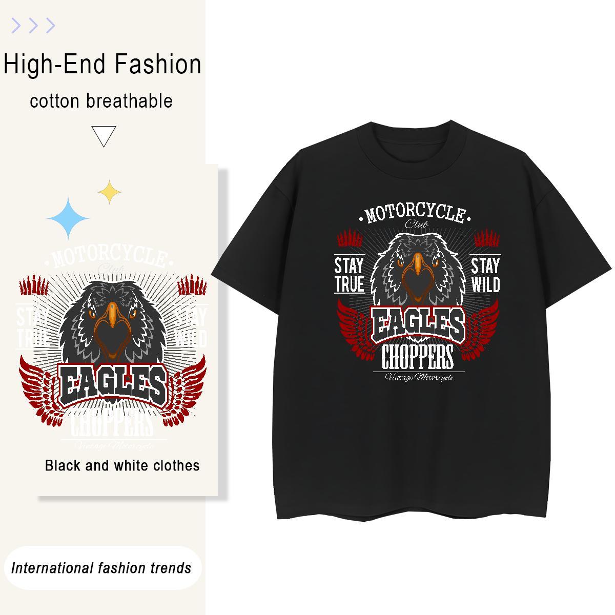 Designer Tshirts eagle Anime Printing Street 230g Pure Cotton Tees Breathable Short Sleeve Cool Design Mens T Shirts DIY Logo Oversized