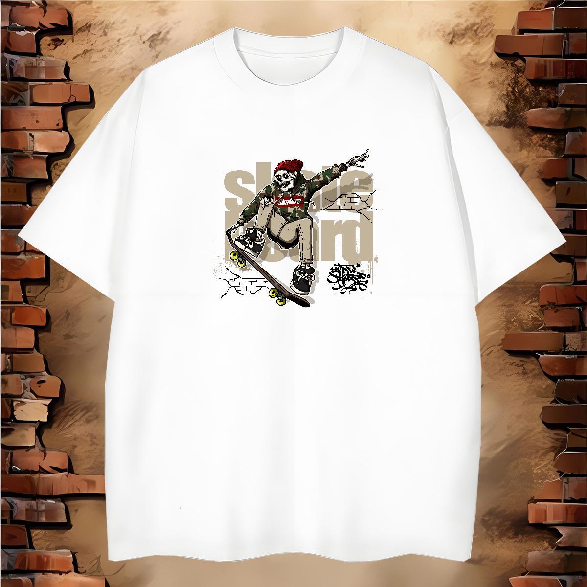 Cool Man T Shirts 230g 100% Cotton skull Summer Casual Black Oversized Crew Neck Tshirt for Man Woman Wholesale Tee Shirt