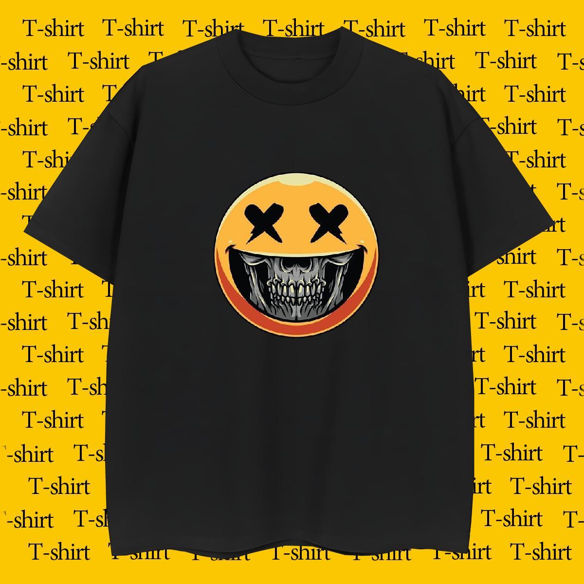 Free Shipping T Shirts Men 230g Cotton skull Daily Wear Customized Print Short Sleeve O-Neck Men Tees 2024 DIY Tee Shirt