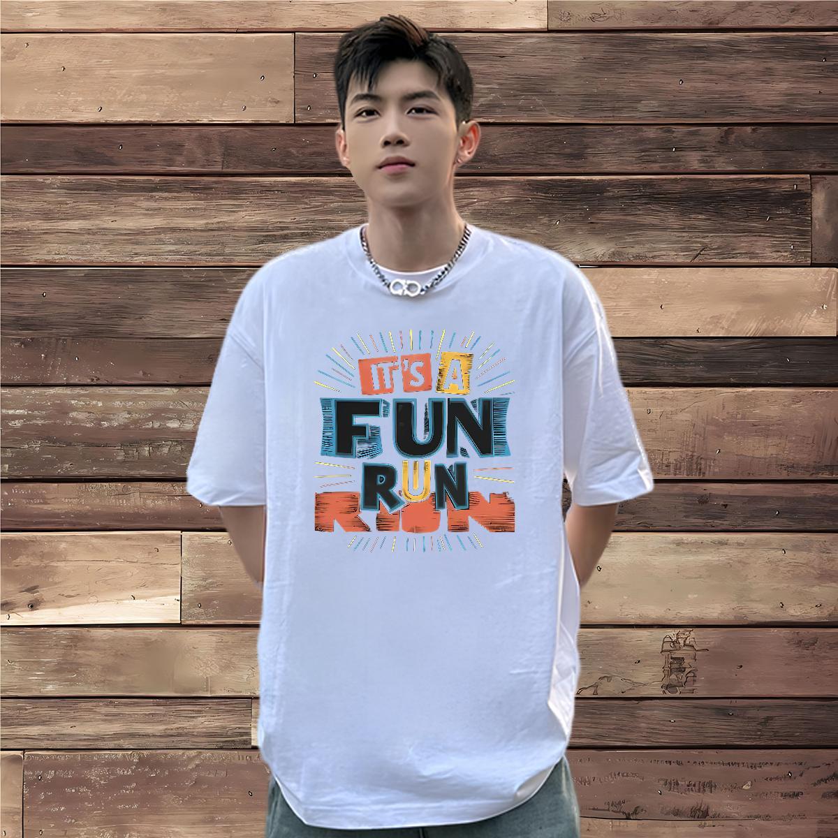 Free Shipping T Shirts Men 100% Cotton 230g letter Sports Casual Custom Print Plus Size Pure Cotton Tshirts 2024 Tees Shirts