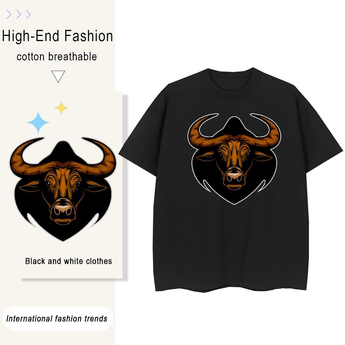 New Arrival Men Tops Tees bull High Street Hip Hop 230g Cotton Tshirts Short Sleeve Soft Brand Mens T Shirts Black Oversized