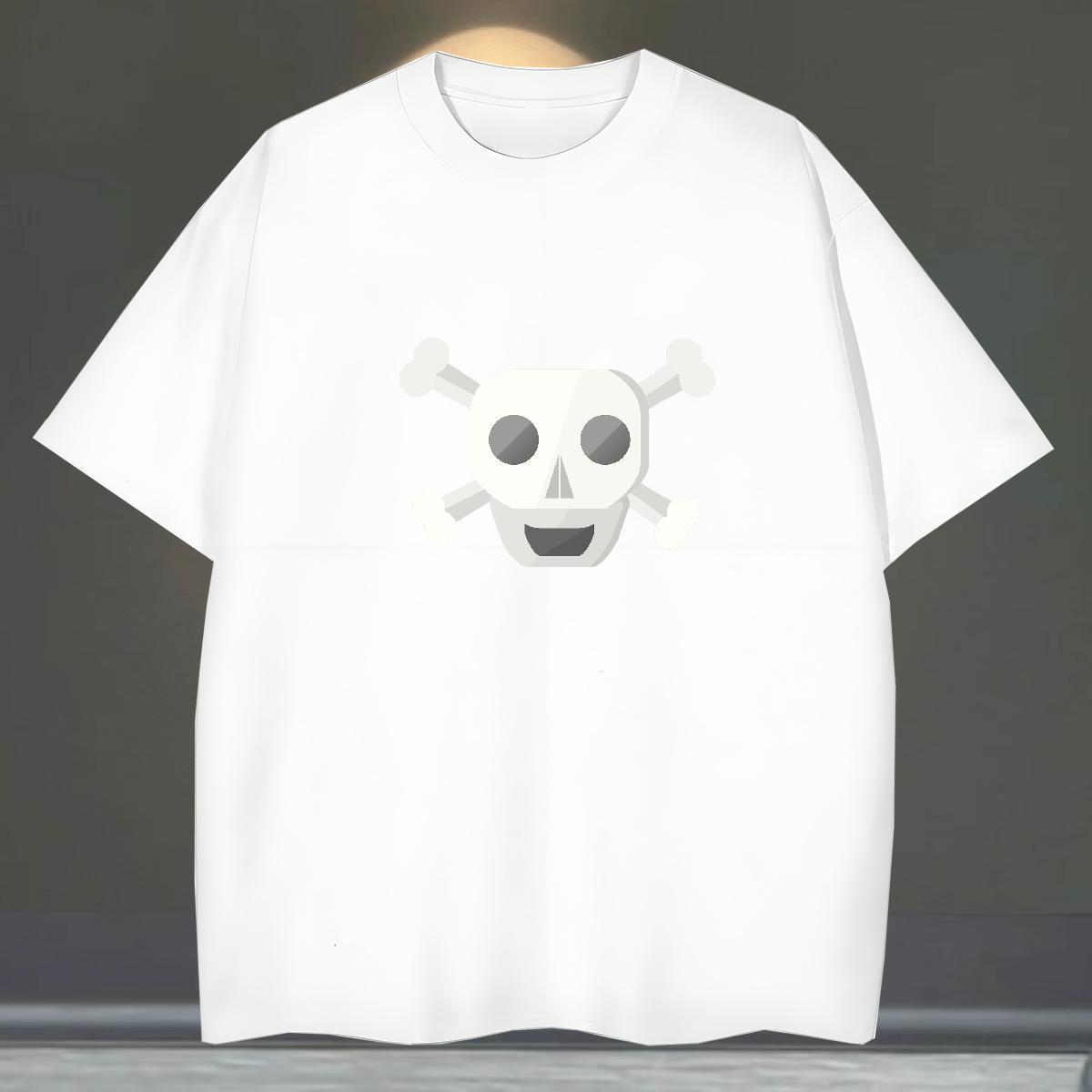 Cool Design T-Shirts for Men 230g 100% Cotton skull High Street Hip Hop White Plus Size Breathable Crew Neck Men Tops Tees Fashion Designer Clothings