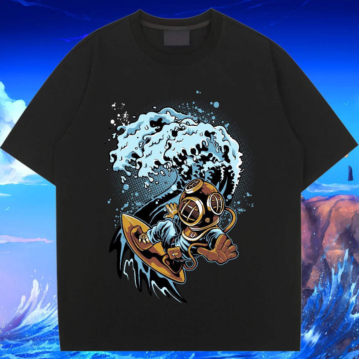 Free Shipping Tshirt for Man Woman 230g Pure Cotton spaceman Casual Women T Shirts Short sleeve Soft Black Oversized Tees