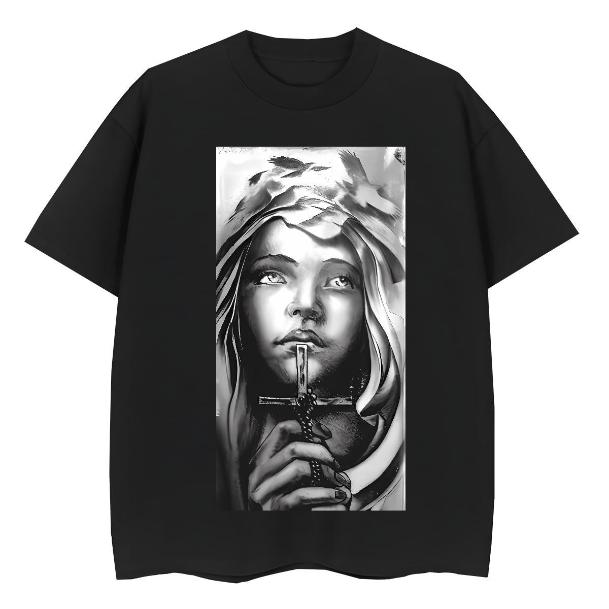 Free Shipping Lady T shirt 230g 100% Cotton cross Sports Street Wear T Shirt For Woman Comfortable DIY Anime Printed Tops Shirt